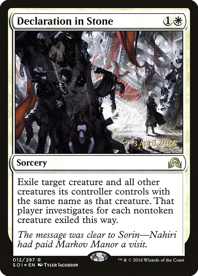 Declaration in Stone [Shadows over Innistrad Prerelease Promos] | Nerdhalla Games