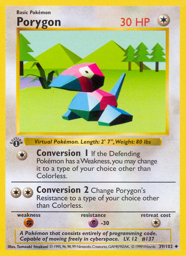 Porygon (39/102) (Shadowless) [Base Set 1st Edition] | Nerdhalla Games