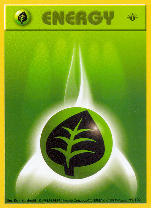 Grass Energy (99/102) (Shadowless) [Base Set 1st Edition] | Nerdhalla Games