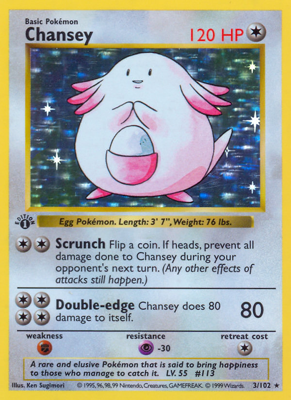 Chansey (3/102) (Shadowless) [Base Set 1st Edition] | Nerdhalla Games