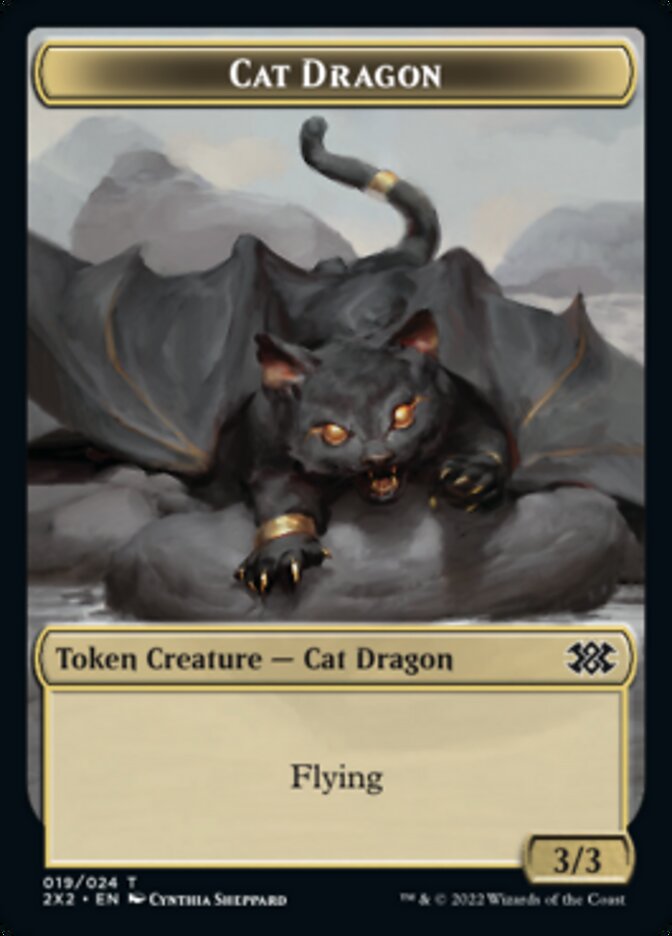 Cat Dragon // Eldrazi Scion Double-sided Token [Double Masters 2022 Tokens] | Nerdhalla Games