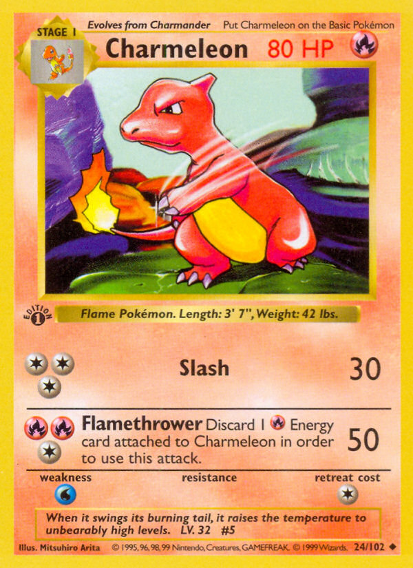 Charmeleon (24/102) (Shadowless) [Base Set 1st Edition] | Nerdhalla Games