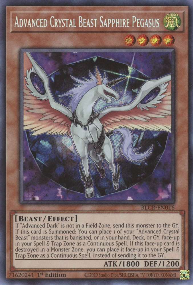 Advanced Crystal Beast Sapphire Pegasus [BLCR-EN016] Secret Rare | Nerdhalla Games