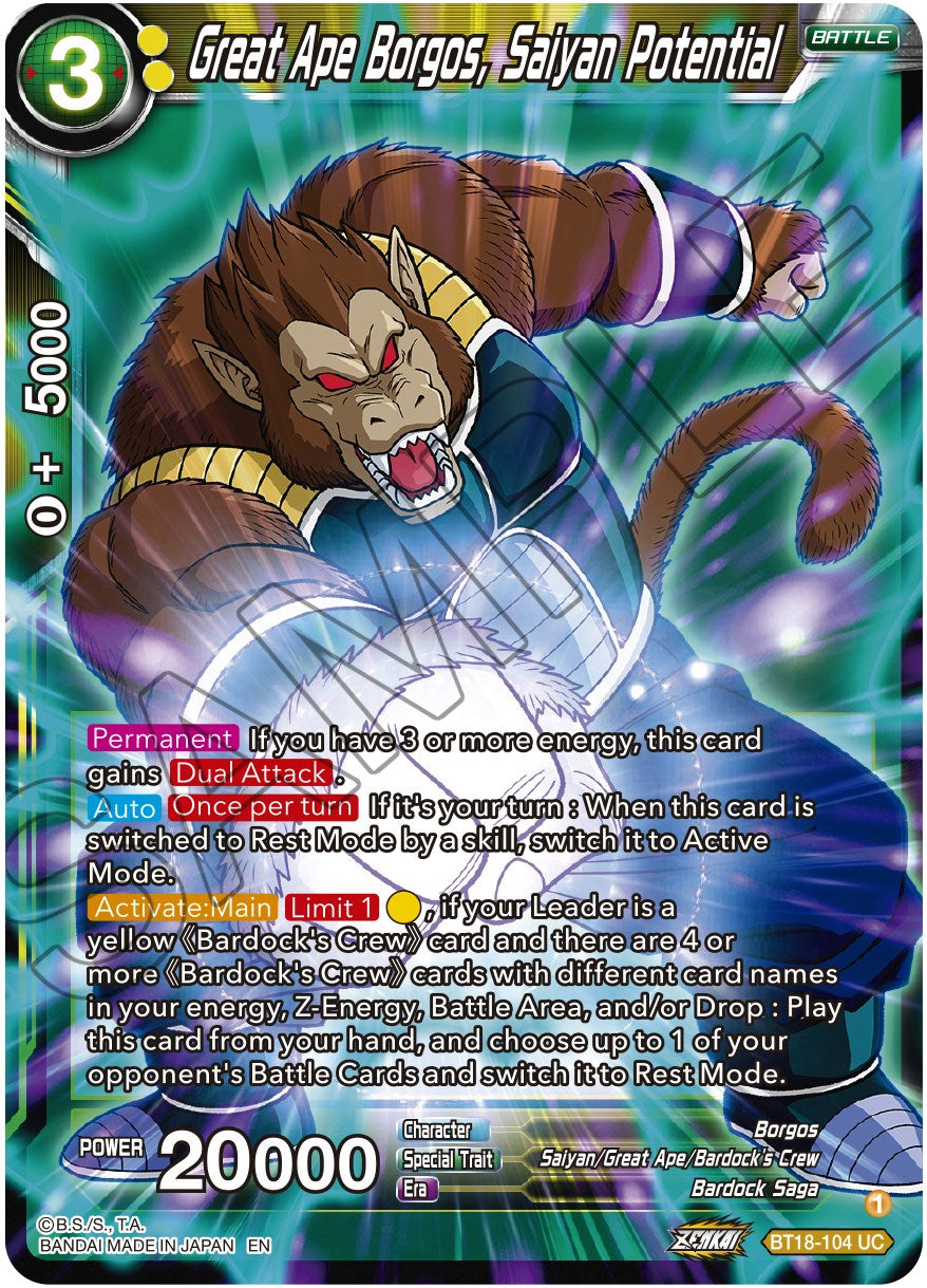 Great Ape Borgos, Saiyan Potential (BT18-104) [Dawn of the Z-Legends] | Nerdhalla Games