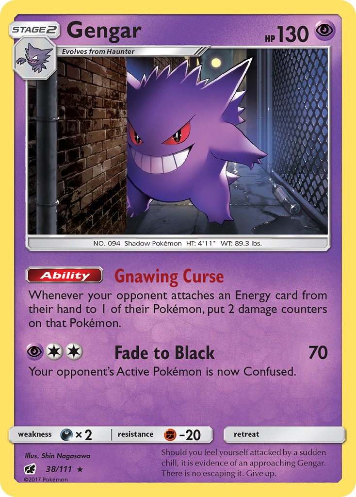 Gengar (38/111) (Prerelease Kit Exclusive) (Theme Deck Exclusive) [Sun & Moon: Crimson Invasion] | Nerdhalla Games