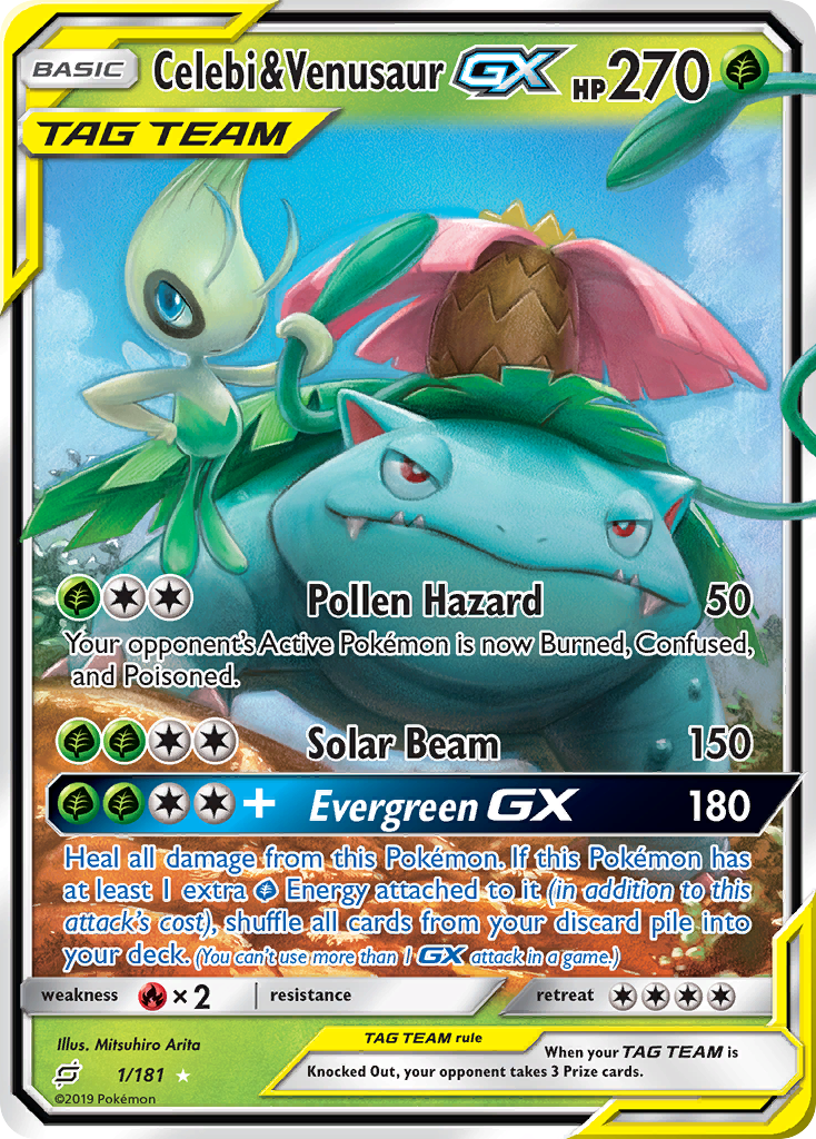 Celebi & Venusaur GX (1/181) [Sun & Moon: Team Up] | Nerdhalla Games