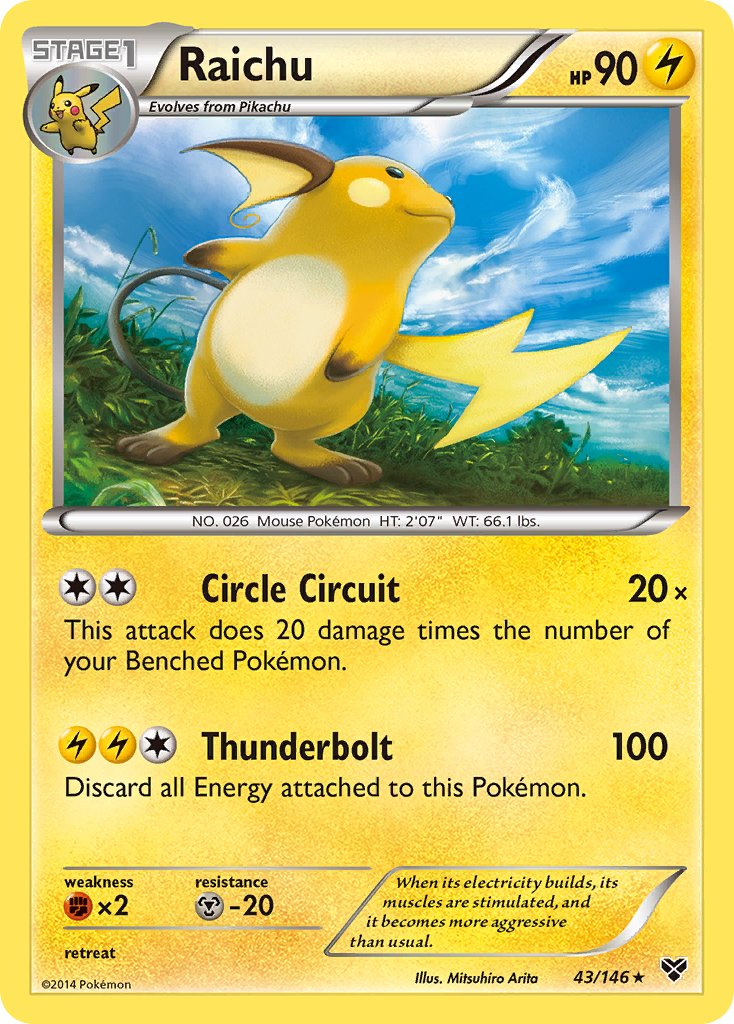 Raichu (43/146) (Battle Arena Deck Exclusive) (Theme Deck Exclusive) [XY: Base Set] | Nerdhalla Games