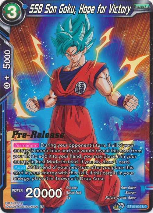 SSB Son Goku, Hope for Victory (BT10-036) [Rise of the Unison Warrior Prerelease Promos] | Nerdhalla Games