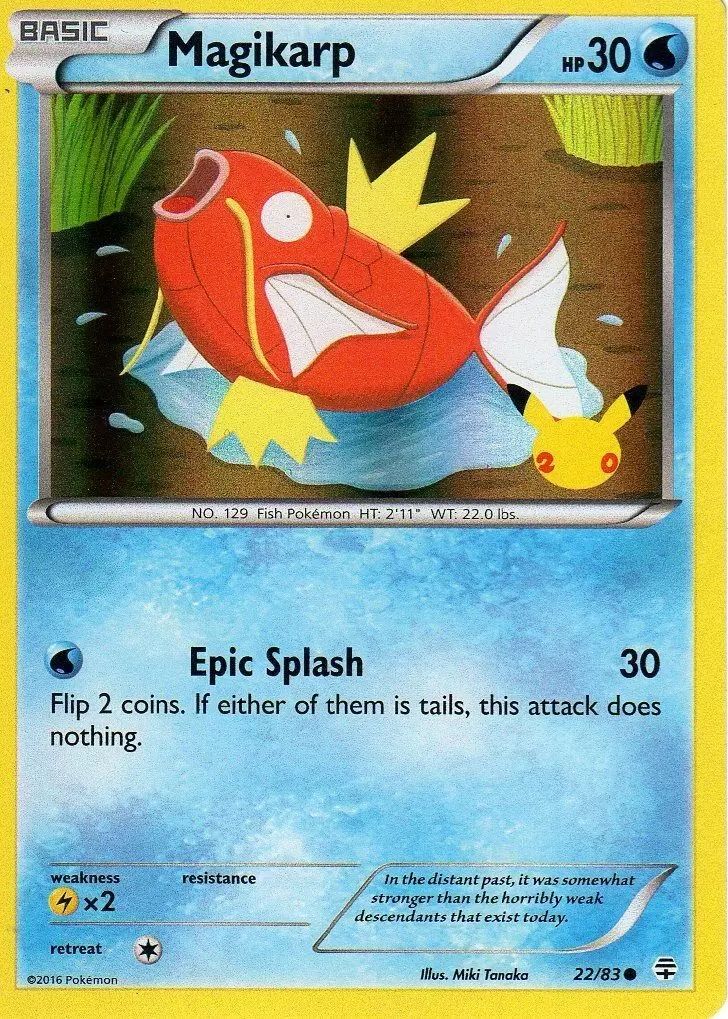 Magikarp (22/83) (20th Anniversary Stamp) [XY: Generations] | Nerdhalla Games