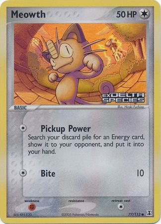 Meowth (77/113) (Stamped) [EX: Delta Species] | Nerdhalla Games