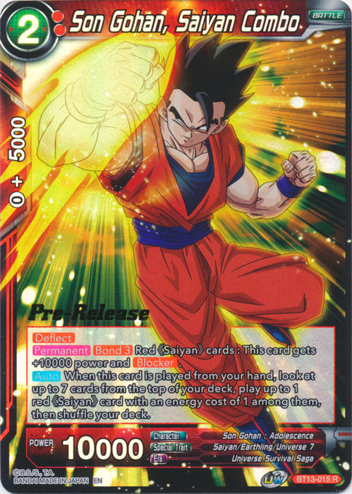 Son Gohan, Saiyan Combo (BT13-015) [Supreme Rivalry Prerelease Promos] | Nerdhalla Games