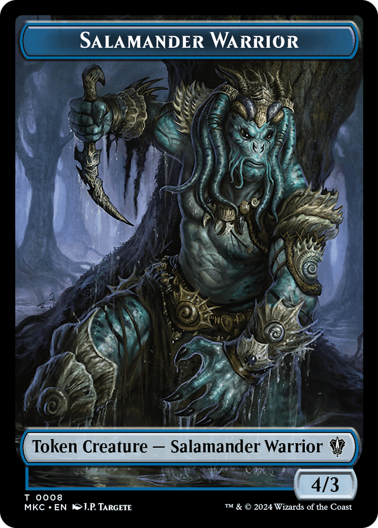 Salamander Warrior // Zombie Double-Sided Token [Murders at Karlov Manor Commander Tokens] | Nerdhalla Games