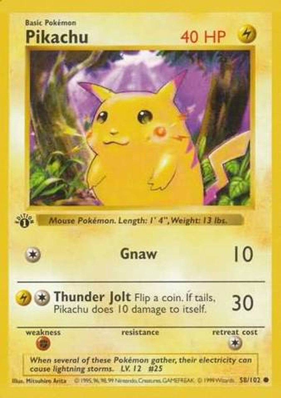 Pikachu (58/102) (Red Cheeks Misprint) [Base Set 1st Edition] | Nerdhalla Games