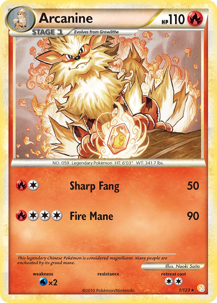 Arcanine (1/123) (Theme Deck Exclusive) [HeartGold & SoulSilver: Base Set] | Nerdhalla Games