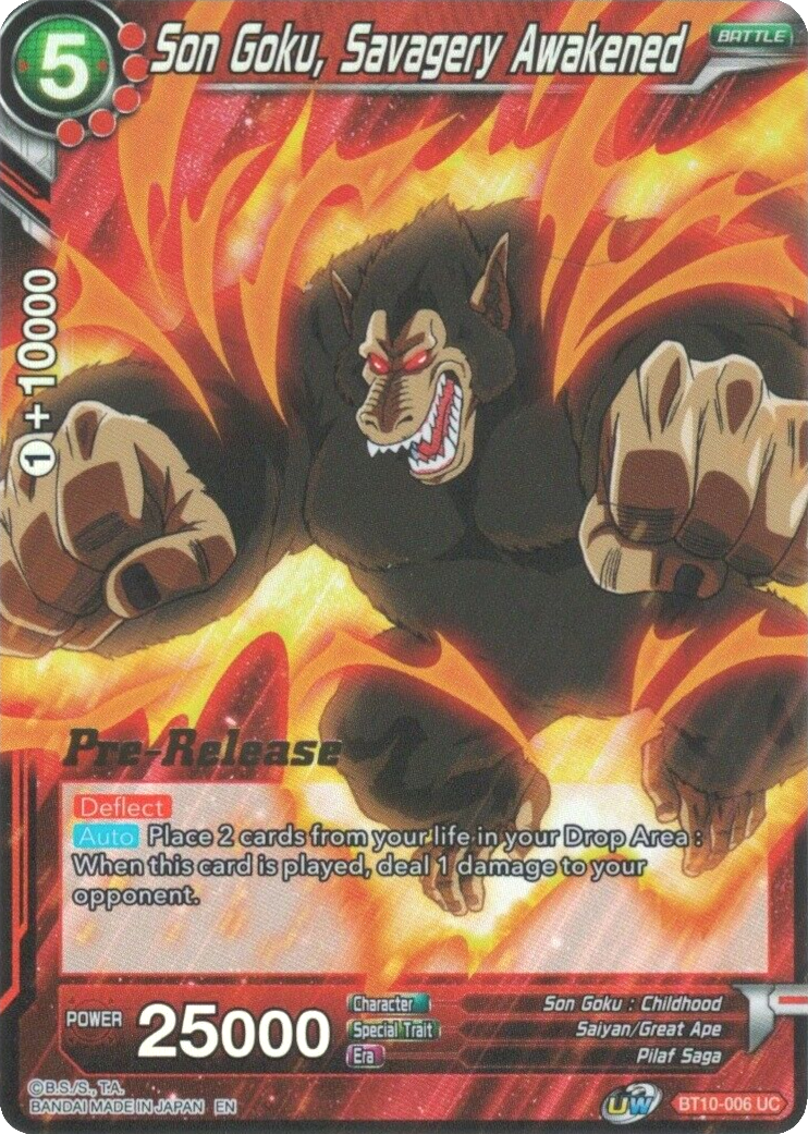 Son Goku, Savagery Awakened (BT10-006) [Rise of the Unison Warrior Prerelease Promos] | Nerdhalla Games