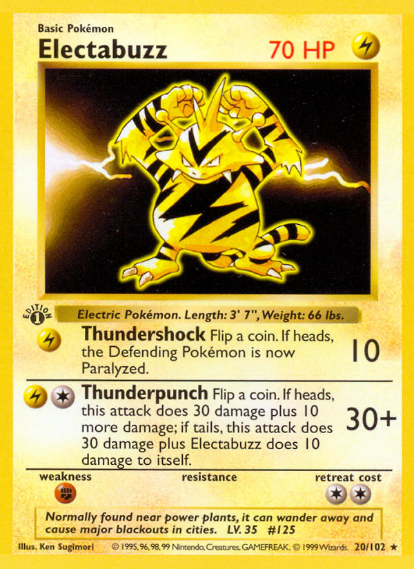 Electabuzz (20/102) (Shadowless) [Base Set 1st Edition] | Nerdhalla Games