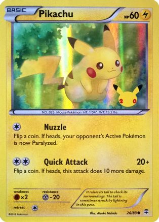 Pikachu (26/83) (20th Anniversary) [XY: Generations] | Nerdhalla Games