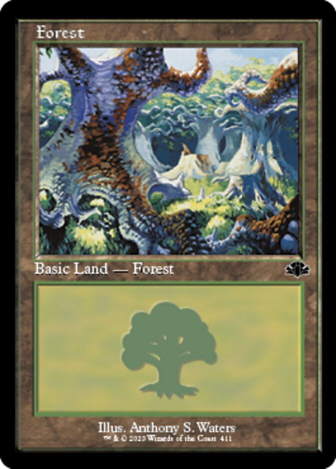 Forest (411) (Retro) [Dominaria Remastered] | Nerdhalla Games