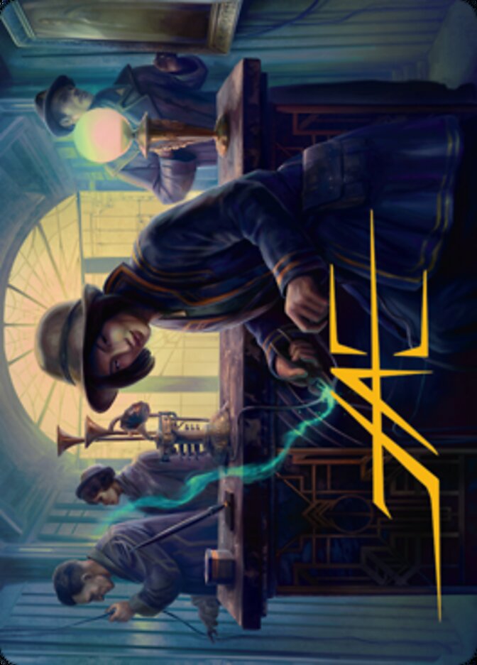 Wiretapping Art Card (Gold-Stamped Signature) [Streets of New Capenna Art Series] | Nerdhalla Games