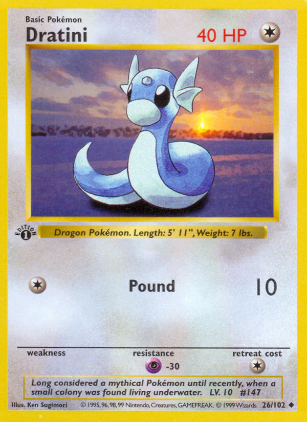 Dratini (26/102) (Shadowless) [Base Set 1st Edition] | Nerdhalla Games