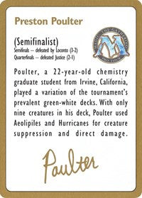 1996 Preston Poulter Biography Card [World Championship Decks] | Nerdhalla Games