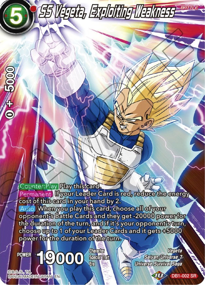 SS Vegeta, Exploiting Weakness (DB1-002) [Theme Selection: History of Vegeta] | Nerdhalla Games