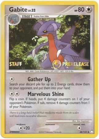 Gabite (48/123) (Staff Prerelease Promo) [Diamond & Pearl: Black Star Promos] | Nerdhalla Games