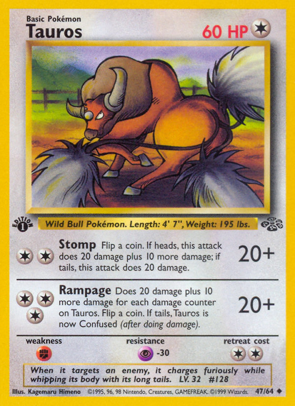 Tauros (47/64) [Jungle 1st Edition] | Nerdhalla Games