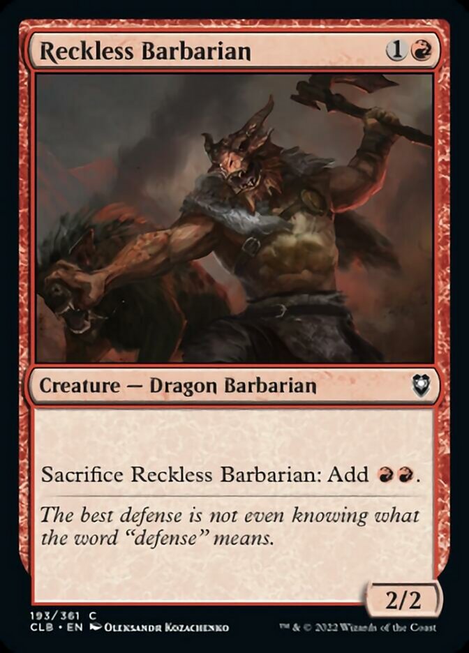 Reckless Barbarian [Commander Legends: Battle for Baldur's Gate] | Nerdhalla Games