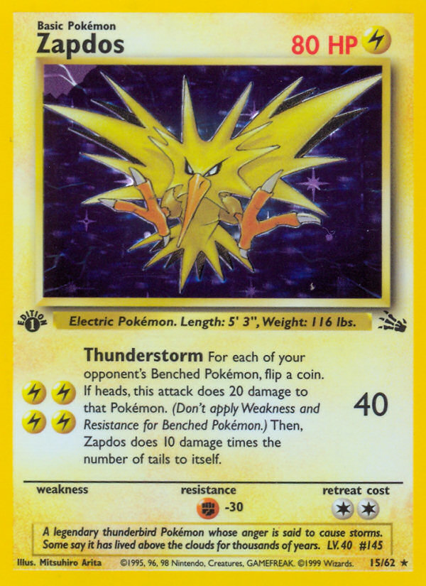 Zapdos (15/62) [Fossil 1st Edition] | Nerdhalla Games