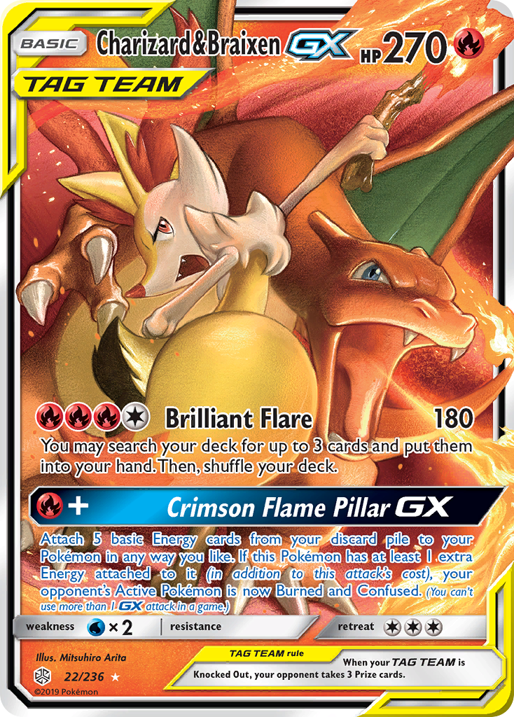 Charizard & Braixen GX (22/236) [Sun & Moon: Cosmic Eclipse] | Nerdhalla Games