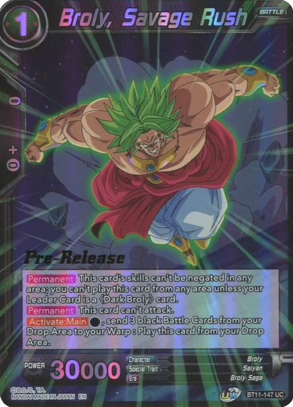 Broly, Savage Rush (BT11-147) [Vermilion Bloodline Prerelease Promos] | Nerdhalla Games