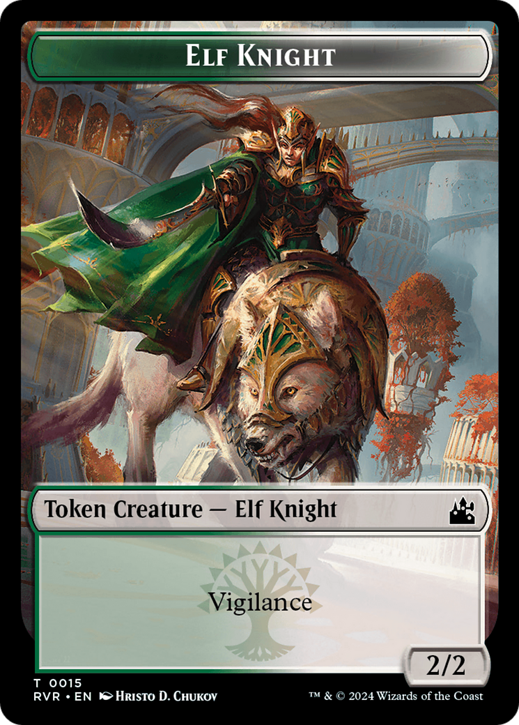 Elf Knight // Beast Double-Sided Token [Ravnica Remastered Tokens] | Nerdhalla Games