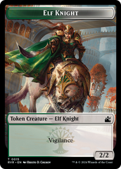 Elf Knight // Dragon Double-Sided Token [Ravnica Remastered Tokens] | Nerdhalla Games