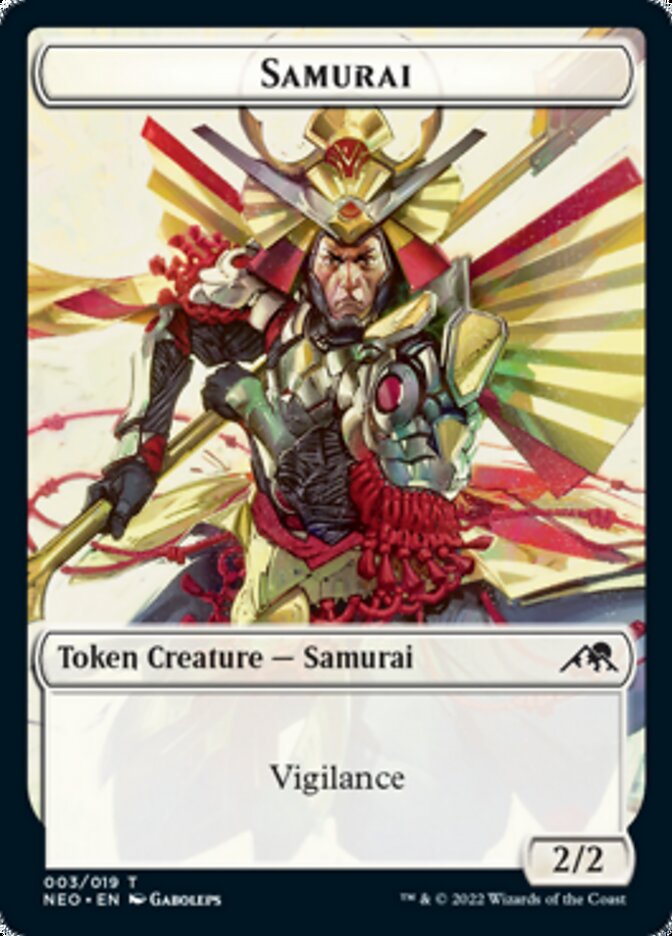 Samurai // Tezzeret, Betrayer of Flesh Emblem Double-sided Token [Kamigawa: Neon Dynasty Tokens] | Nerdhalla Games