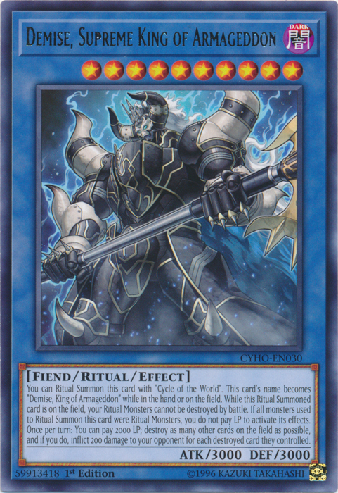 Demise, Supreme King of Armageddon [CYHO-EN030] Rare | Nerdhalla Games