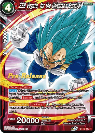 SSB Vegeta, for the Universe's Survival (BT16-012) [Realm of the Gods Prerelease Promos] | Nerdhalla Games