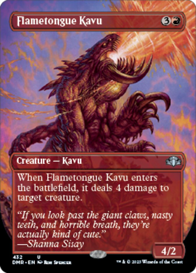 Flametongue Kavu (Borderless Alternate Art) [Dominaria Remastered] | Nerdhalla Games