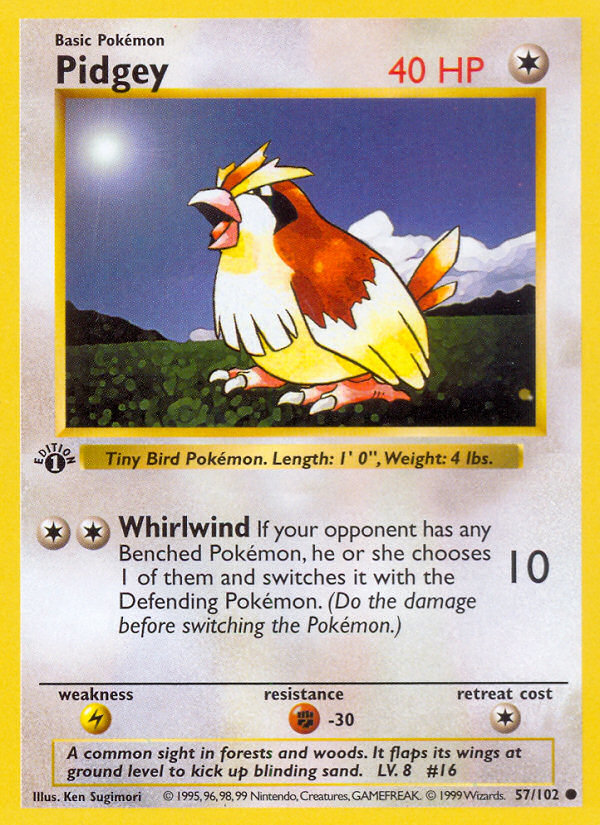 Pidgey (57/102) (Shadowless) [Base Set 1st Edition] | Nerdhalla Games