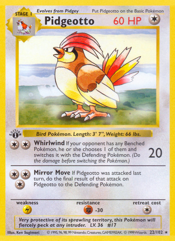 Pidgeotto (22/102) (Shadowless) [Base Set 1st Edition] | Nerdhalla Games