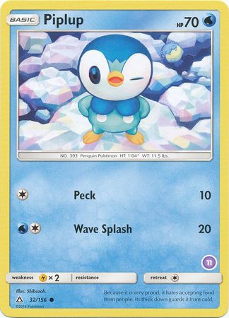 Piplup (32/156) (Deck Exclusive #11) [Sun & Moon: Trainer Kit - Alolan Sandslash] | Nerdhalla Games