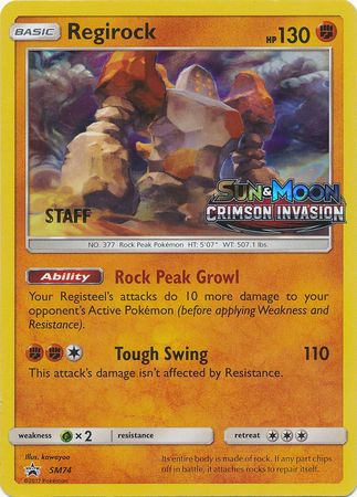 Regirock (SM74) (Staff Prerelease Promo) [Sun & Moon: Black Star Promos] | Nerdhalla Games