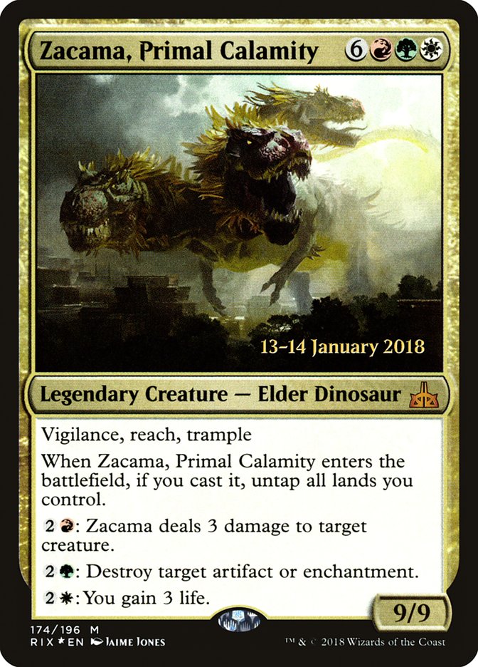 Zacama, Primal Calamity [Rivals of Ixalan Prerelease Promos] | Nerdhalla Games