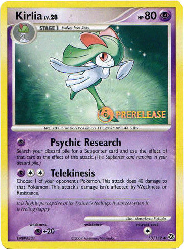 Kirlia (53/132) (Prerelease Promo) [Diamond & Pearl: Black Star Promos] | Nerdhalla Games