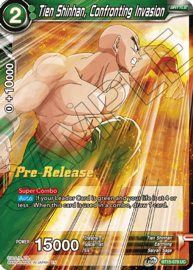 Tien Shinhan, Confronting Invasion (BT15-078) [Saiyan Showdown Prerelease Promos] | Nerdhalla Games