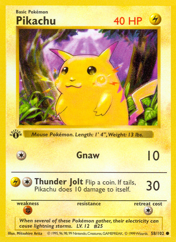 Pikachu (58/102) (Shadowless) [Base Set 1st Edition] | Nerdhalla Games