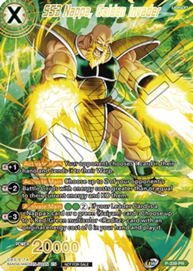 SS3 Nappa, Golden Invader (Gold Stamped) (P-339) [Saiyan Showdown Prerelease Promos] | Nerdhalla Games