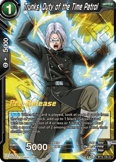 Trunks, Duty of the Time Patrol (BT16-109) [Realm of the Gods Prerelease Promos] | Nerdhalla Games