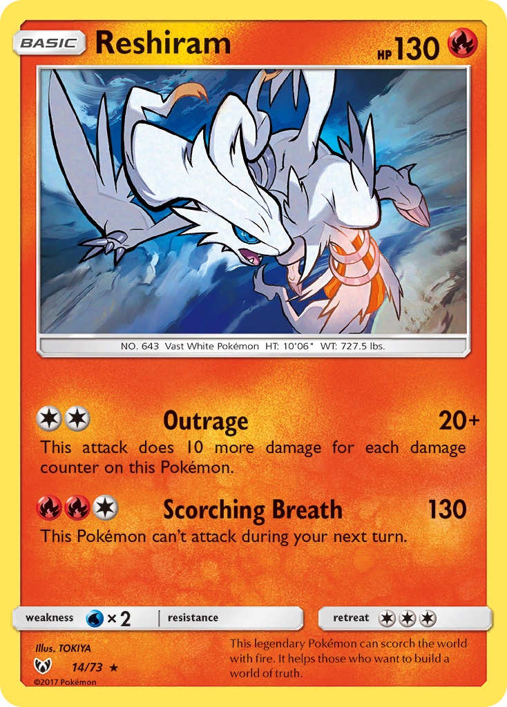 Reshiram (14/73) [Sun & Moon: Shining Legends] | Nerdhalla Games