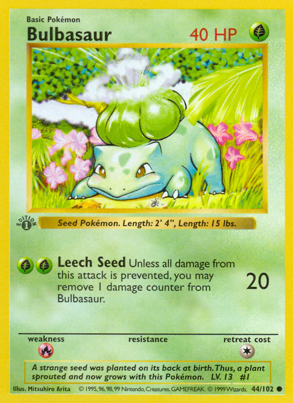 Bulbasaur (44/102) (Shadowless) [Base Set 1st Edition] | Nerdhalla Games